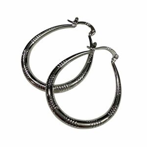 New 925 Silver Etched Hoop Earrings (32mm)